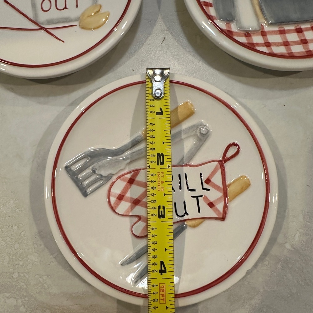 MWW Market "DINNER CHOICES " Mini 4.5" Plates Pig-Take-Grill-G0 Out Set of 3 - Picture 5 of 6